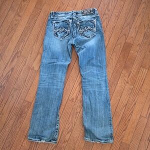 Miss Me Blue Jeans with Silver Embellishments